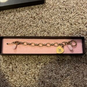 Juicy Couture Gold Link Bracelet with Heart Charm